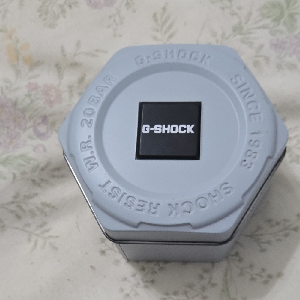 G-Shock Light Gray Watch Box w/ White and Baby Pink Watch